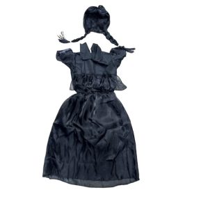   4-5 évesre Wednesday báli ruha, jelmez parókával - Addams Family - ÚJ