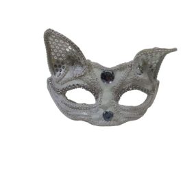   Keményített csipke szemmaszk, álarc, fehér cica, macska - ÚJ