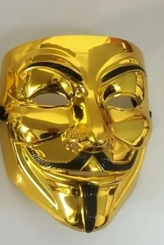 Anonymus műanyag álarc, maszk, arany - ÚJ