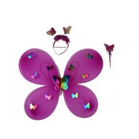   Ledes világító lepkeszárny, 3 részes, jemezkiegészítő, pink - ÚJ