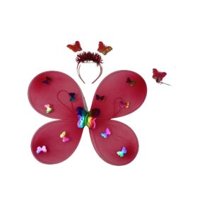   Ledes világító lepkeszárny, 3 részes, jemezkiegészítő, piros - ÚJ