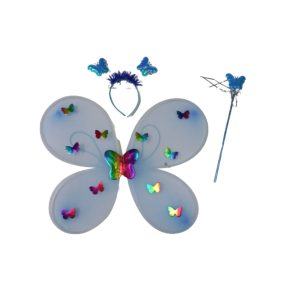   Ledes világító lepkeszárny, 3 részes, jemezkiegészítő, kék - ÚJ