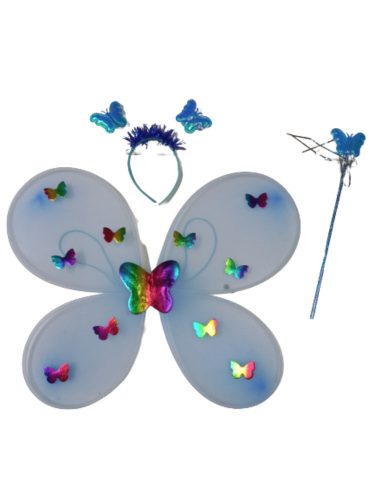 Ledes világító lepkeszárny, 3 részes, jemezkiegészítő, kék - ÚJ