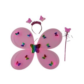   Ledes világító lepkeszárny, 3 részes, jemezkiegészítő, rózsaszín - ÚJ