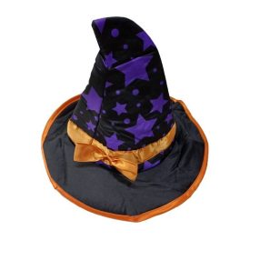   52-54 cm-es fejre fekete-lila boszorkánykalap - Halloween - ÚJ