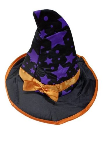 52-54 cm-es fejre fekete-lila boszorkánykalap - Halloween - ÚJ
