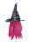 Fekete-pink világítós boszorkány, szellemkalap - Halloween - ÚJ