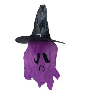   Fekete-lila világítós boszorkány, szellemkalap - Halloween - ÚJ