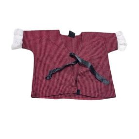   4-5 évesre bordó-fekete kockás csipkés ujjvégű jelmezfelső (kötője szálhúzódásos)