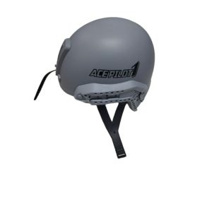   Szürke műanyag repülős katonai sisak, pilótasisak, jelmezkiegészítő - ÚJ