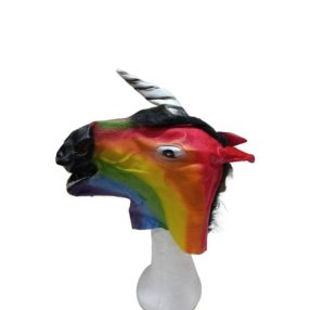 Szivárványszínű unikornis gumi álarc, maszk - ÚJ