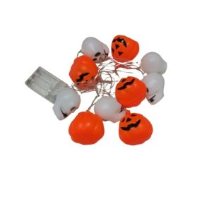 Tök és koponyás lámpás, égősor - Halloween - ÚJ