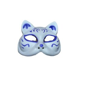   Fehér-lila műanyag japán róka, cica anime maszk, álarc - ÚJ