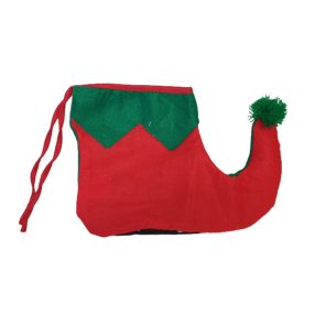 Piros-zöld filc manócipő, fél pár