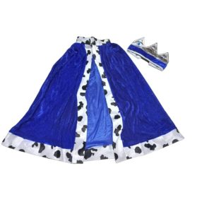 Kék bársony király palást és korona - ÚJ