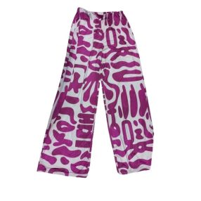   Felnőtt méretű mályvaszínű-törtfehér mintás jelmeznadrág 