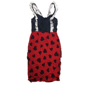   10-11 évesre fekete-piros szivecskés jelmezruha, házilag készült