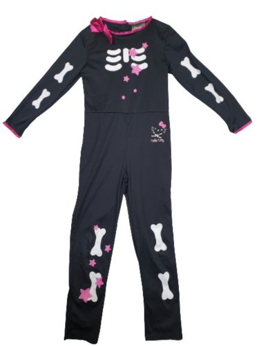 8-9 éves fekete-pink csontvázas, csillagos kezeslábas jelmezruha, halloweenra is jó - Hello Kitty