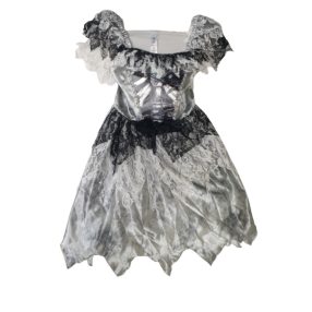   7-8 évesre szürke-fekete csipkés csontvázas halloween jelmez - ÚJ