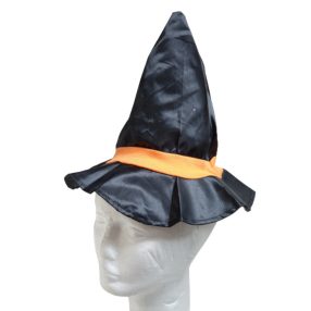   Fekete-narancssárga boszorkánykalap 44 cm-es fejre - Halloween - ÚJ