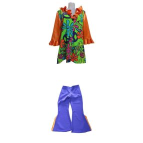 Női L-es narancssárga-lila bohócruha szett, együttes