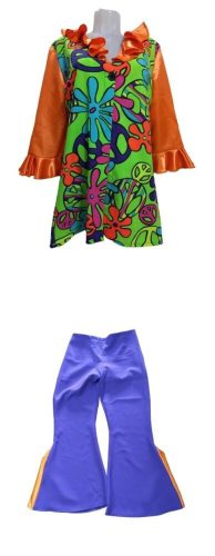 Női L-es narancssárga-lila bohócruha szett, együttes
