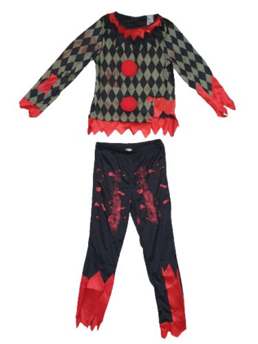 4-6 évesre khaki-fekete véres bohóc jelmez - Halloween - ÚJ