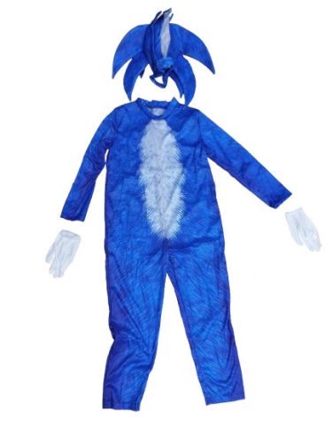 5-6 évesre (M) kék jelmezruha fejdísszel, kesztyűvel - Sonic - ÚJ