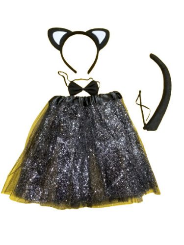 3-6 évesre fekete cica szett, 4 részes - ÚJ