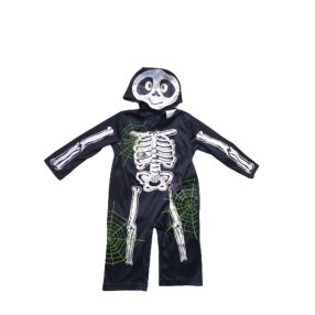   1-1,5 évesre fekete csontvázas kezeslábas fejre húzható maszkkal - Halloween
