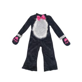3-5 évesre fekete-pink plüss kezeslábas cica jelmez - TU