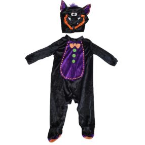 86-92-es fekete-lila plüss denevér jelmez