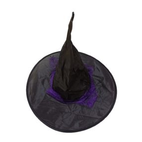   52-54 cm-es fejre fekete-lila pókhálós boszorkánykalap - Halloween - ÚJ