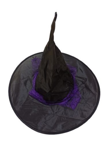 52-54 cm-es fejre fekete-lila pókhálós boszorkánykalap - Halloween - ÚJ