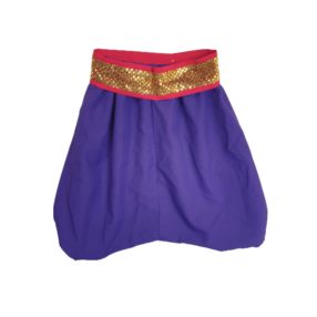   6-8 évesre lila ülep nélküli térdnadrág, övvel - jelmez