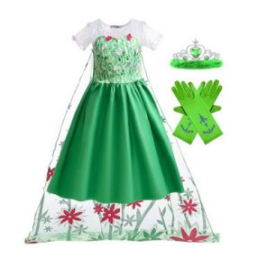   140-es (10 évesre)  zöld Elza jelmez tiarával, kesztyűvel - Frozen, Jégvarázs - ÚJ