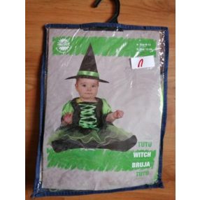  6-12 hónaposra fekete-zöld bébi boszorkány jelmez (kalap nélkül) - Halloween - ÚJ