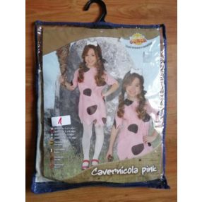   5-6 évesre rózsaszín ősember (ősnő) jelmez, csont fejdísszel - Új