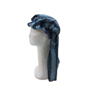   Kék-barna textil kapucni, keleti fejfedő, jelmezkiegészítő  