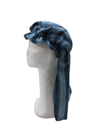 Kék-barna textil kapucni, keleti fejfedő, jelmezkiegészítő  