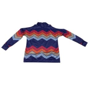   Kék mintás jelmezfelső nagyobb lányokra, hölgyekre, vállán nyitott