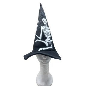   Szivacsos anyagú csontvázas csúcsos Halloween jelmezsapka - ÚJ