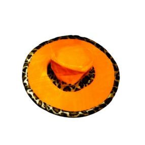   Felnőttre narancssárga plüss jelmezkalap párducmintás szegéllyel - ÚJ