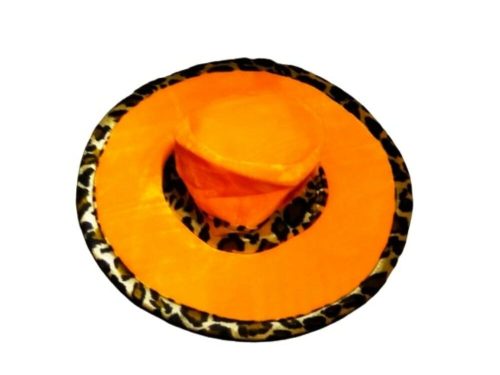 Felnőttre narancssárga plüss jelmezkalap párducmintás szegéllyel - ÚJ