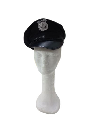 Felnőtt méretű fekete rendőr jelmezsapka