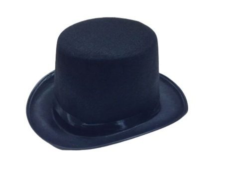 Fekete cilinder, keménykalap, jelmezkalap, felnőttre vagy nagyobb gyerekre - ÚJ