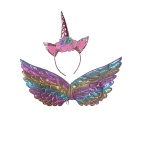   Rózsaszín-kék színátmenetes unikornis szárny és fejdísz - ÚJ