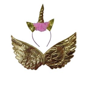 Aranyszínű unikornis szárny és fejdísz - ÚJ