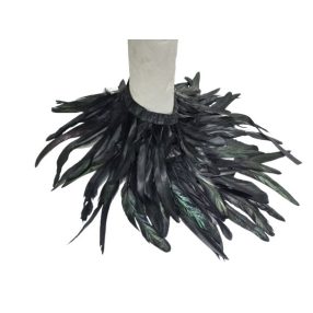 Fekete fényes tollgallér, jelmezkiegészítő - ÚJ