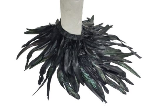 Fekete fényes tollgallér, jelmezkiegészítő - ÚJ